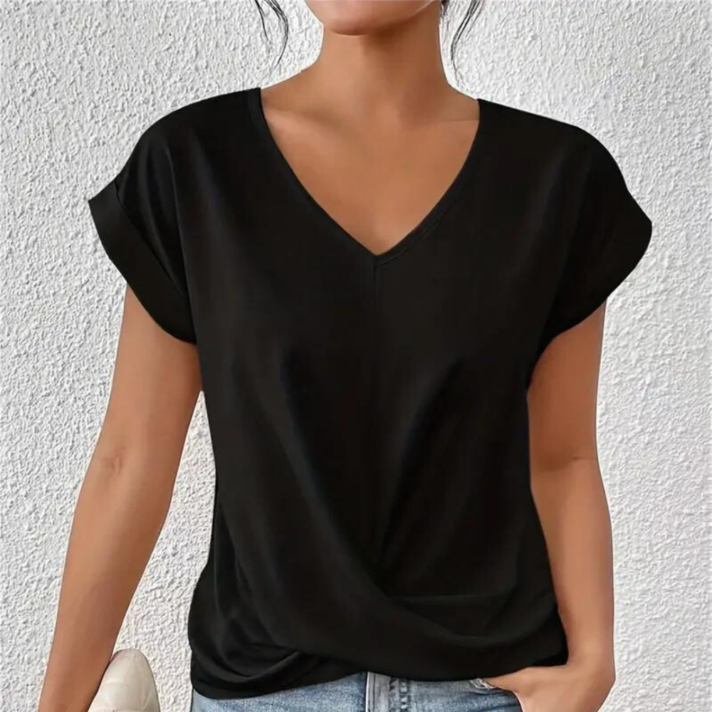 Warm &amp; cozy women’s v-neck shirt – classic knit design, soft fabric, for versatile styling
