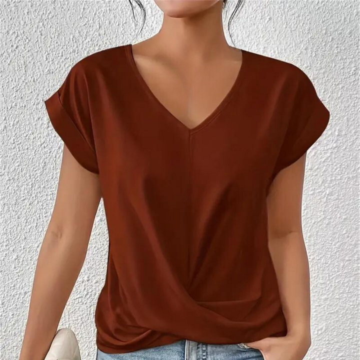Warm &amp; cozy women’s v-neck shirt – classic knit design, soft fabric, for versatile styling