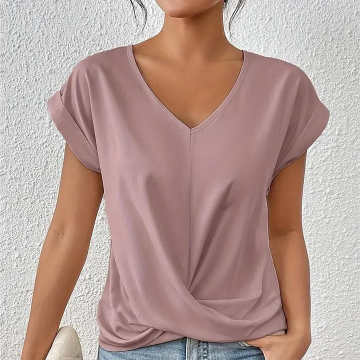 Warm &amp; cozy women’s v-neck shirt – classic knit design, soft fabric, for versatile styling