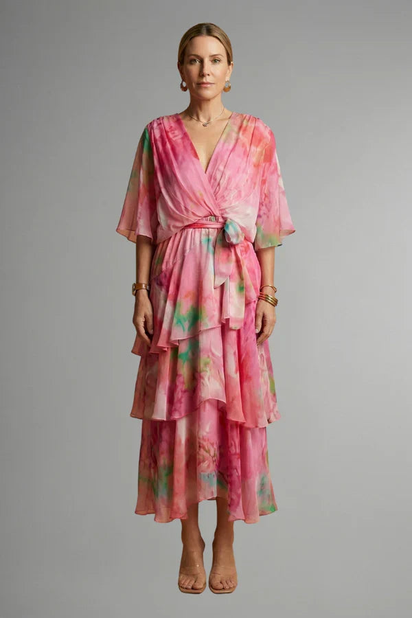 Lightweight Women’s Dress - Pullover, Layered, Chiffon, Tie-Dye, Casual Vacation