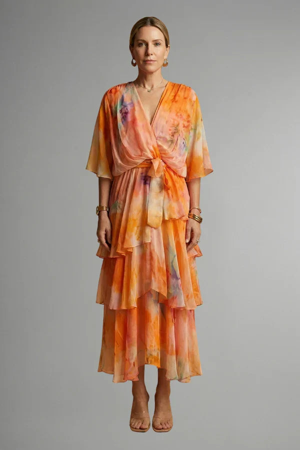 Lightweight Women’s Dress - Pullover, Layered, Chiffon, Tie-Dye, Casual Vacation