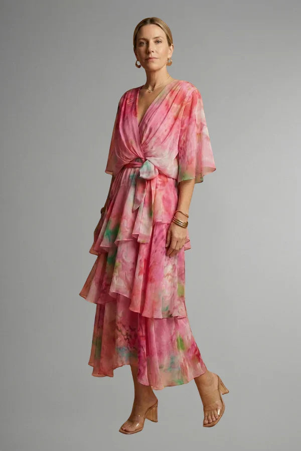 Lightweight Women’s Dress - Pullover, Layered, Chiffon, Tie-Dye, Casual Vacation