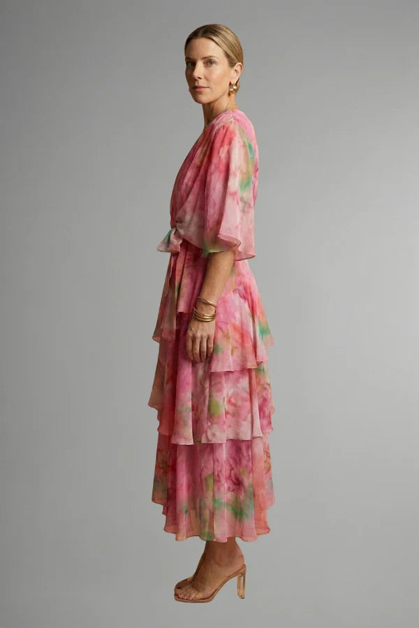 Lightweight Women’s Dress - Pullover, Layered, Chiffon, Tie-Dye, Casual Vacation