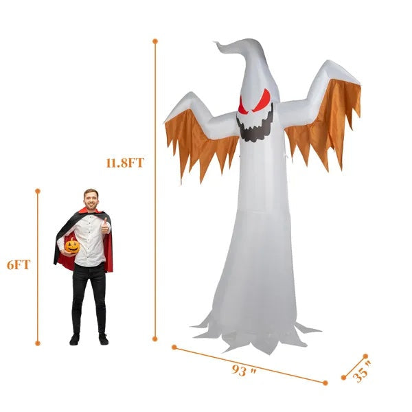 Inflatable 12ft Ghost LED Flames Flashing Eyes Halloween