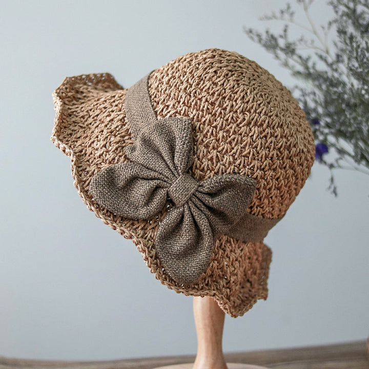 Straw Sun Hat Dome Crown With Bow Retro Beach Travel Hat Spring Autumn 2026 Trend Sun Protection