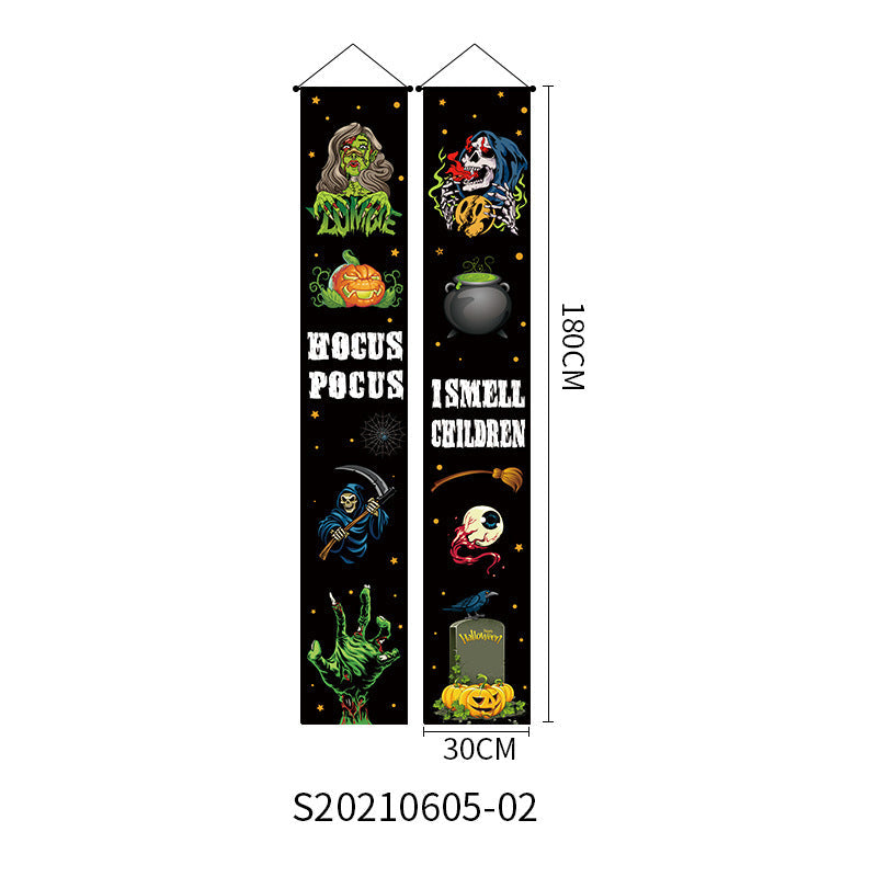 Halloween Doorway Banners Pair Oxford Cloth 180x30cm
