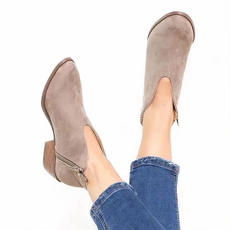 Stylish Black Ankle Boots for Women, High-Quality Leather Pointed Toe Booties with Soft Sole and Ankle Zipper