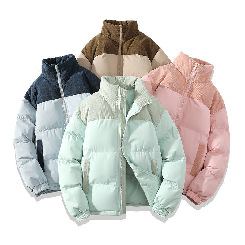 Insulating Unisex Puffer Coat - Stand Collar, Cotton