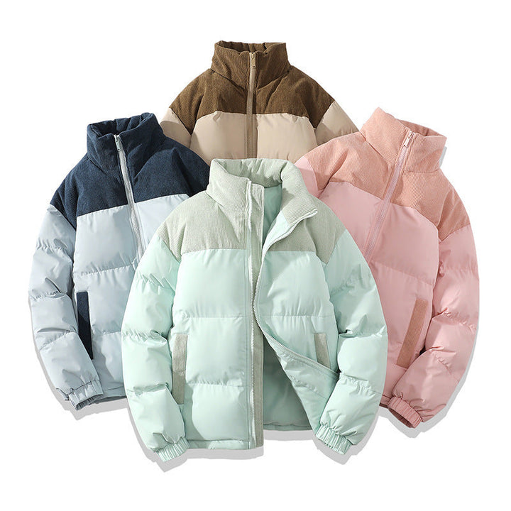 Insulating Unisex Puffer Coat - Stand Collar, Cotton