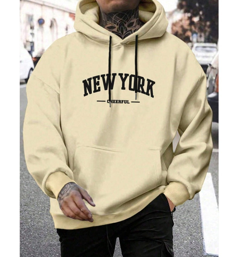 Oversized Casual Mens Hoodie - Pullover Polyester, Urban