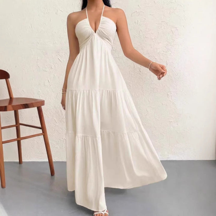 Backless Halter Suspender Maxi Dress – Sleeveless Long Summer Dress, Summer 2026 Trend, Vacation Ready