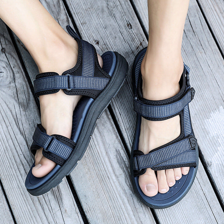 Lightweight Men’s Sandals – Multi-Strap, Woven Upper, EVA Sole, Non-Slip for Outdoor Adventures