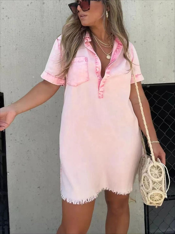 Relaxed Denim Dress for Women, Comfortable Fit, Versatile Knee-Length Style for Casual and Semi-Formal Occasions