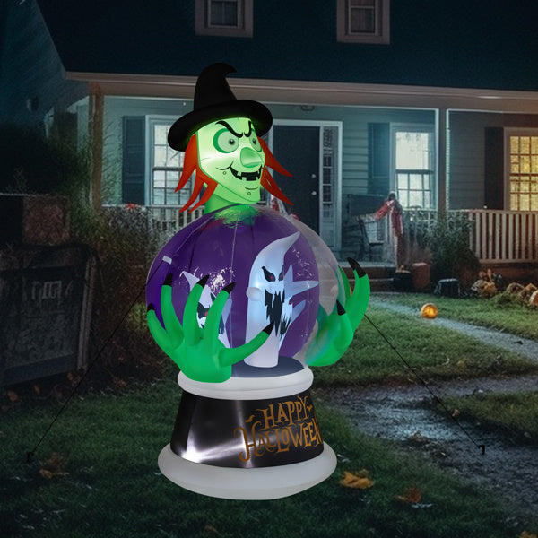 Witch Inflatable 5.9ft Crystal Ball Halloween Decor 2025