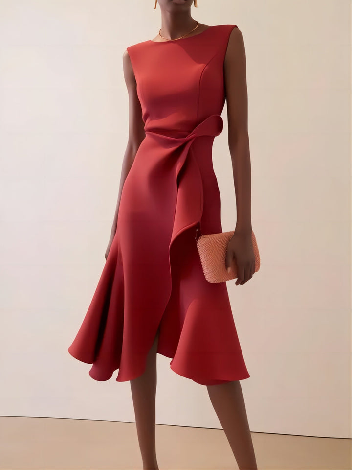 Lightweight, flattering women’s dress - A-line waist-twist, polyester, for daily wear and semi-formal occasions