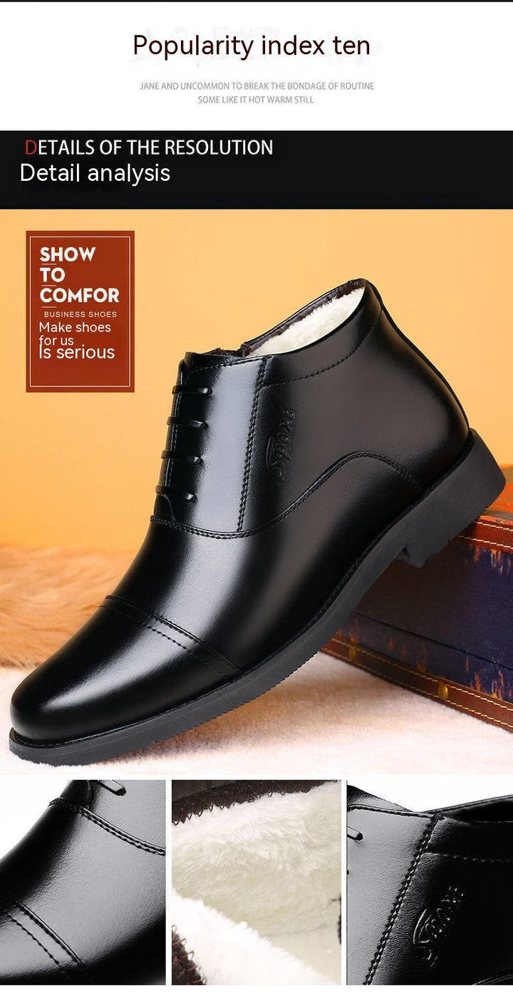 Warm Cozy Mens Ankle Boots - Cap Toe, PU Leather, Winter