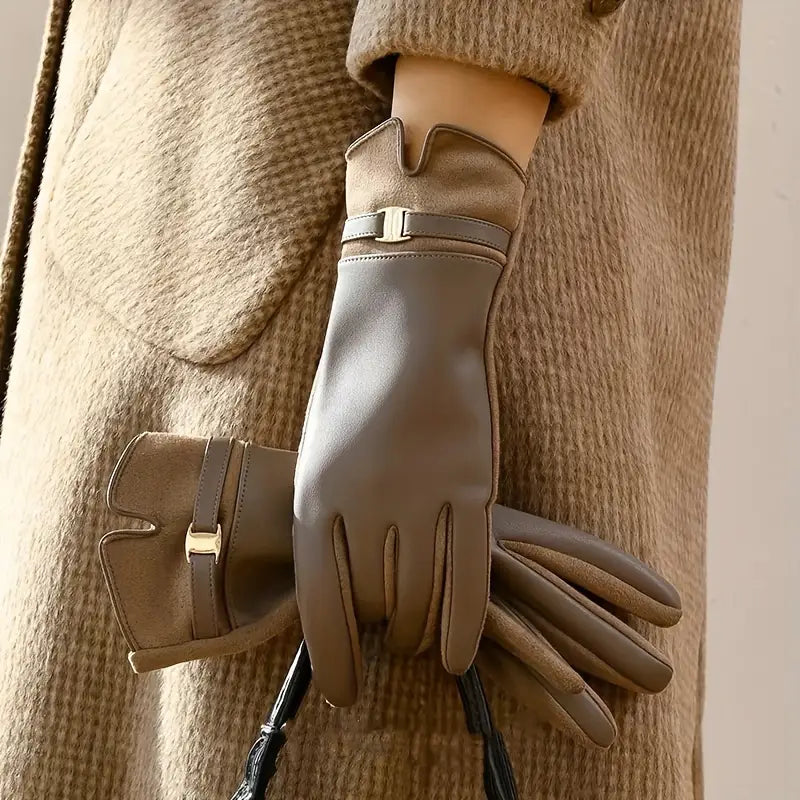 Waterproof Women’s Gloves - Slim Faux Leather, Lined