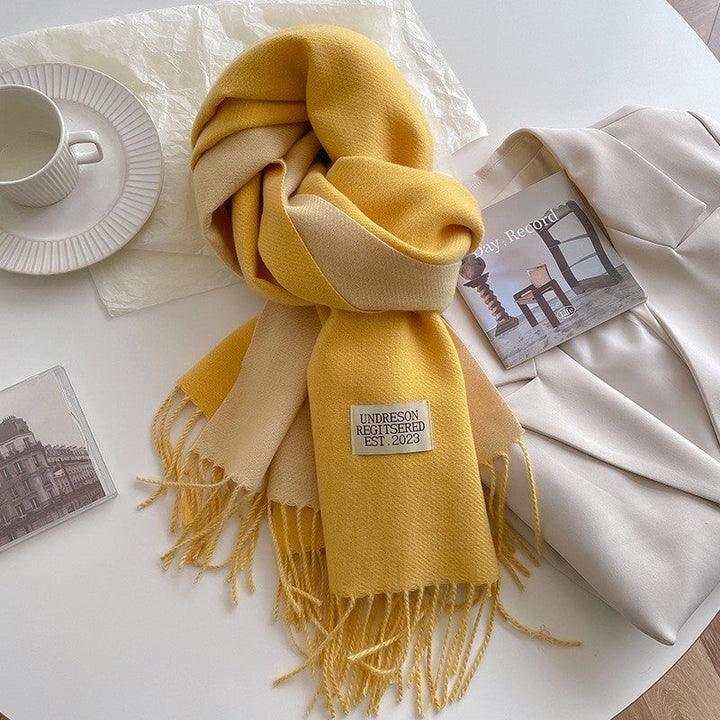 Warm Women Scarf - Reversible Fringed Cashmere Winter