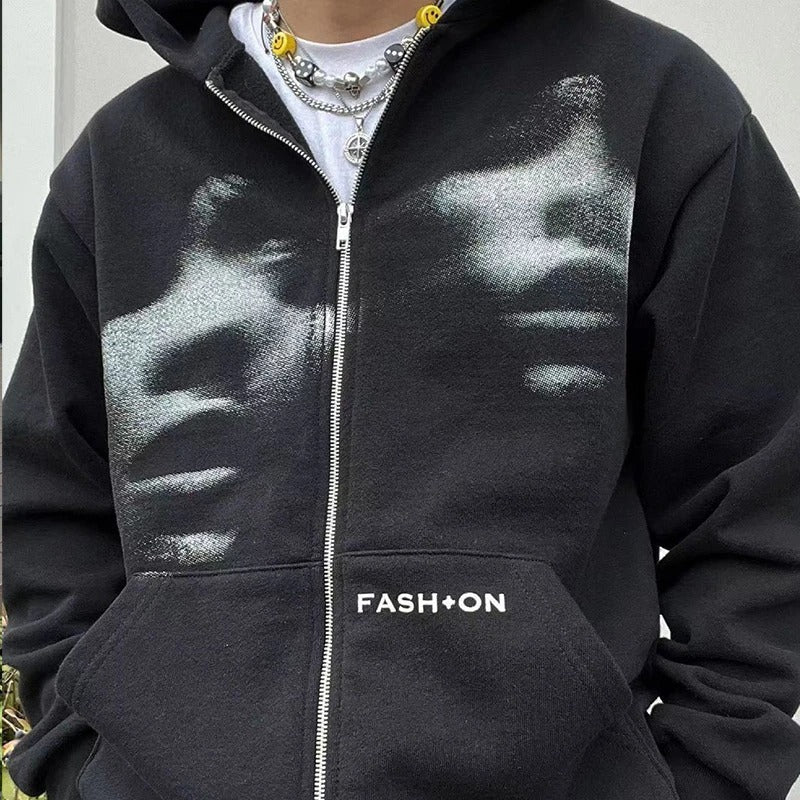Oversized Unisex Zip Hoodie - Boxy Zip Front, Cotton