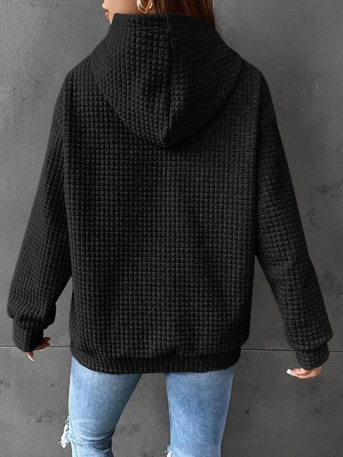 Soft Cozy Women’s Hoodie Sweater - Waffle Knit Layering