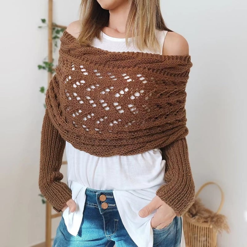 Soft Women’s Scarf - Openwork Rectangular, Knit, For Winter