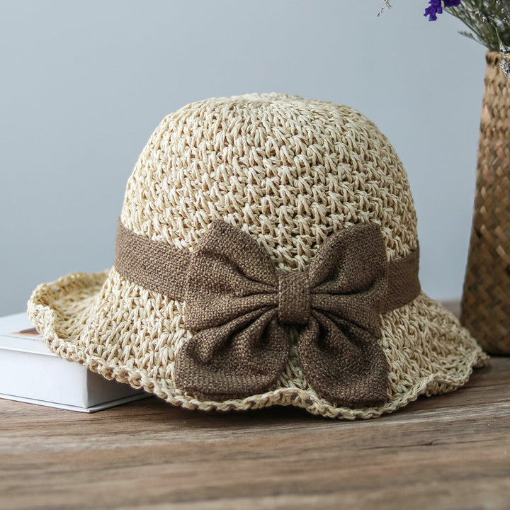 Straw Sun Hat Dome Crown With Bow Retro Beach Travel Hat Spring Autumn 2026 Trend Sun Protection