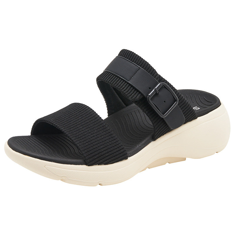 Lightweight unisex slide sandals - minimalist two-strap, synthetic leather, casual everyday wear