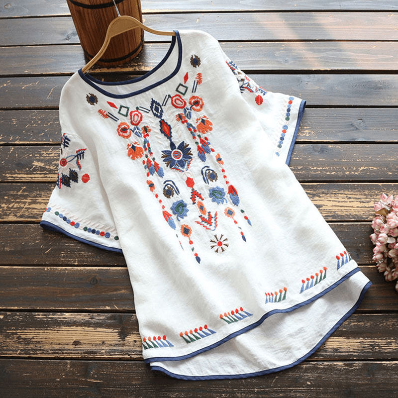 Ethnic Embroidered Blouse for Women, Loose Fit, Elegant Design, Soft Premium Fabric, Versatile for Casual and Formal Wear