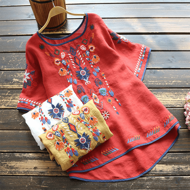 Ethnic Embroidered Blouse for Women, Loose Fit, Elegant Design, Soft Premium Fabric, Versatile for Casual and Formal Wear