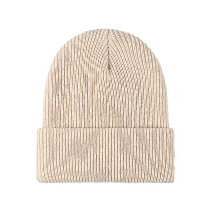 Warm Versatile Beanie - Folded Cuff Ribbed Knit, Winter