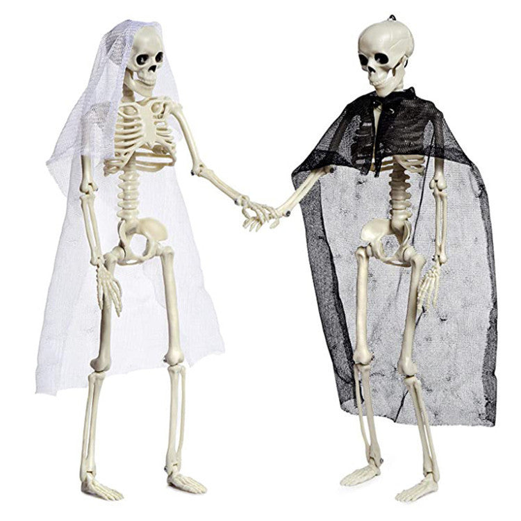 Halloween Plastic Skeleton Couple Props Wedding Veil Decor