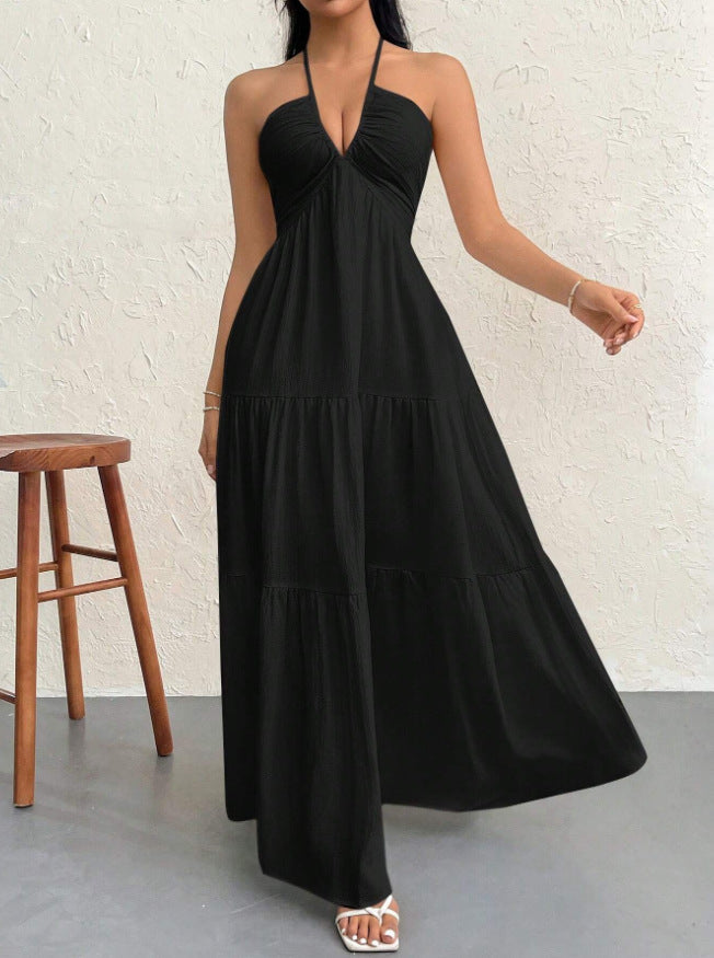Backless Halter Suspender Maxi Dress – Sleeveless Long Summer Dress, Summer 2026 Trend, Vacation Ready