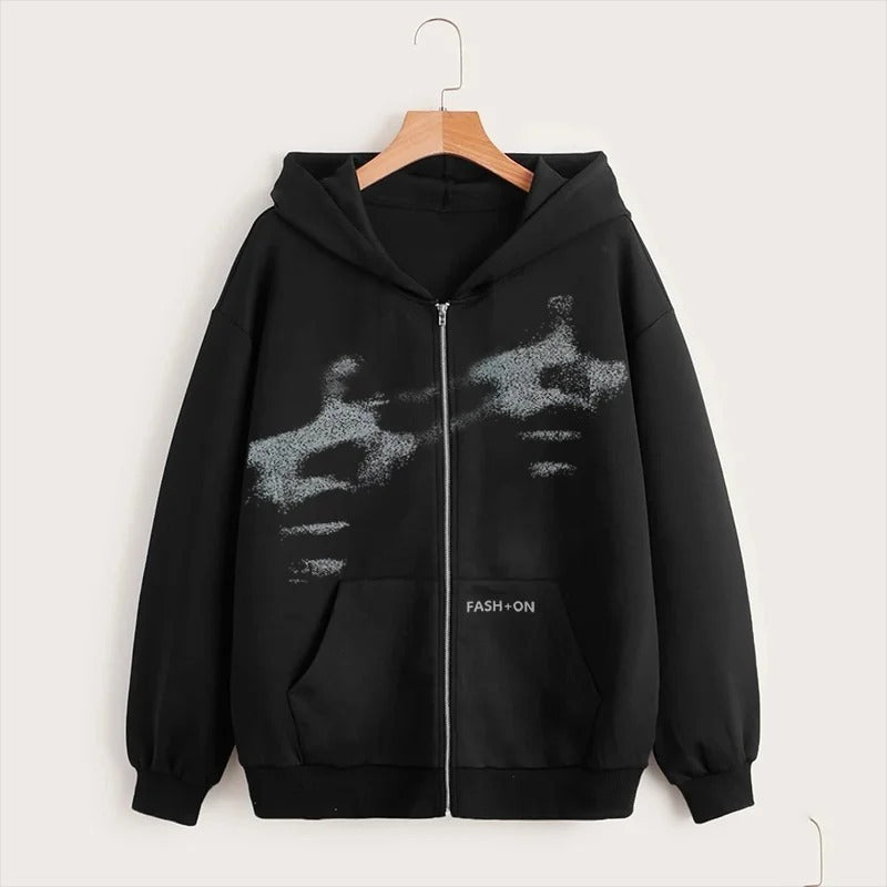 Oversized Unisex Zip Hoodie - Boxy Zip Front, Cotton