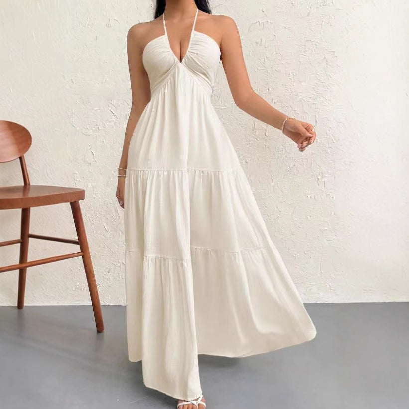 Backless Halter Suspender Maxi Dress – Sleeveless Long Summer Dress, Summer 2026 Trend, Vacation Ready