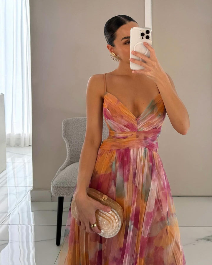 Floral Maxi Dress for Women, Adjustable Back Closure, Summer Wedding Guest Dress, Elegant and Comfortable