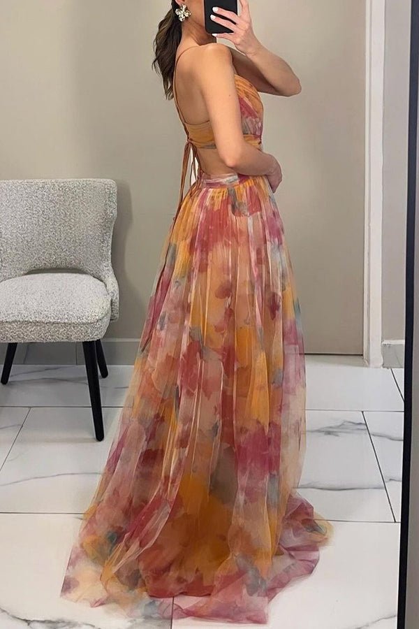 Floral Maxi Dress for Women, Adjustable Back Closure, Summer Wedding Guest Dress, Elegant and Comfortable