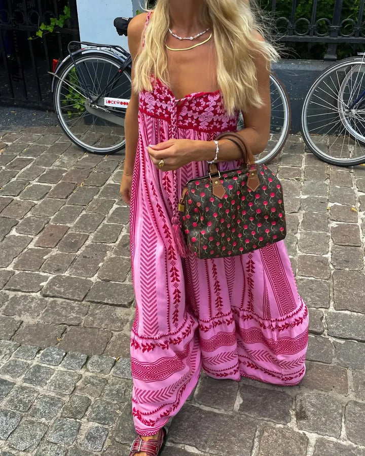 Elegant A-Line Maxi Dress for Women with Romantic Details - Perfect Long Dress for Summer Occasions