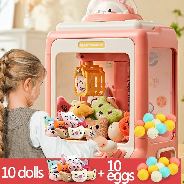 Mini Claw Crane Toy Machine for Kids - Coin Operated Plush Grabber Game with Lights &amp; Music