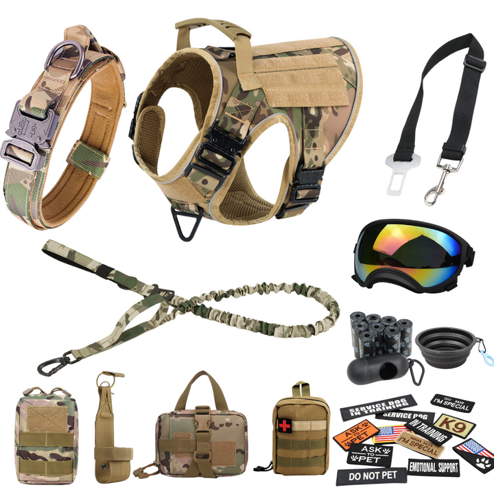 Tactical Dog Harness System All-In-One Training Bundle No-Pull Harness MOLLE Pouches Travel Water Bowl Holiday 2025