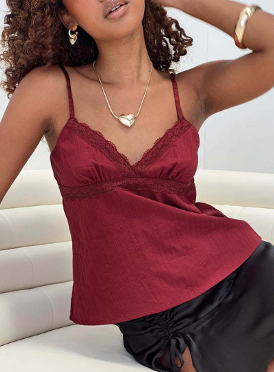 Airy Cotton Tank Top for Women with Lace Details and Adjustable Straps, Summer Going Out Top in Sweet Lemonade