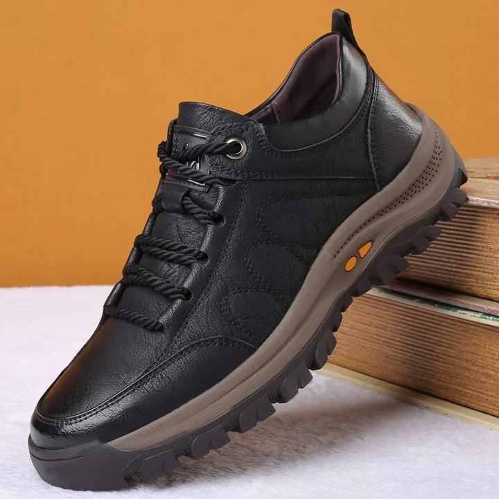 Hand-Sewn Leather Leisure Mens Shoes, Waterproof, Breathable, Ergonomic Insole, Durable Rubber Sole, Comfortable for Outdoor Activities
