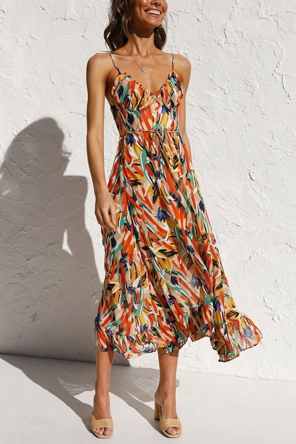 Elegant V-Neck Sleeveless Multicolor Wedding Guest Dress, Summer Cocktail Formal Dress for Special Occasions