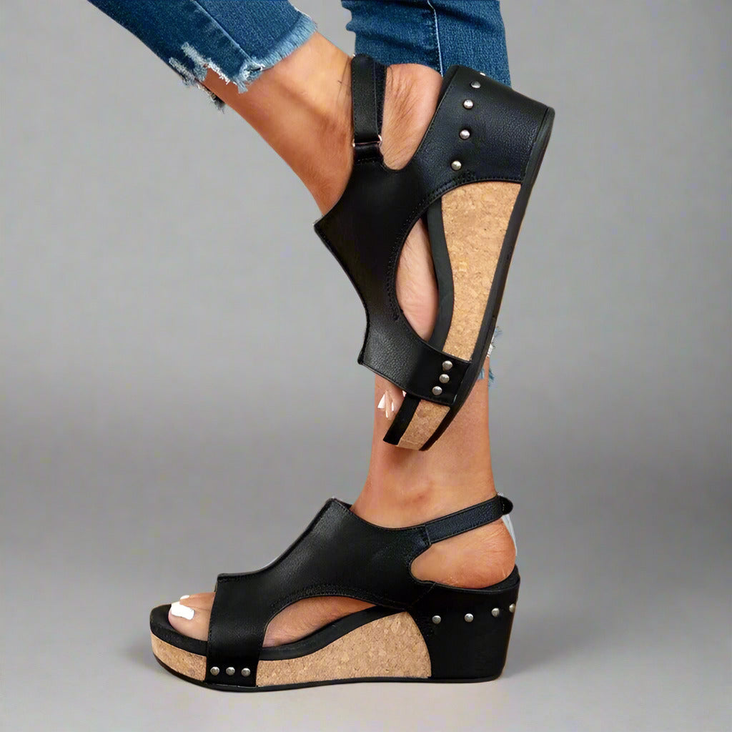 Orthopedic Vegan Leather Sandals for Flat Feet with Pain Relief and Comfortable Fit, Easy On/Off Velcro Closure