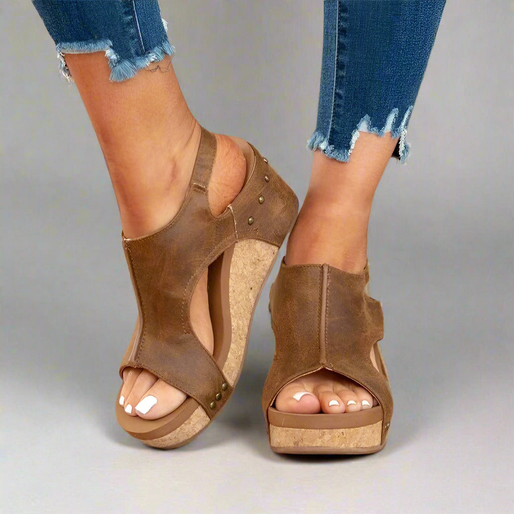 Orthopedic Vegan Leather Sandals for Flat Feet with Pain Relief and Comfortable Fit, Easy On/Off Velcro Closure