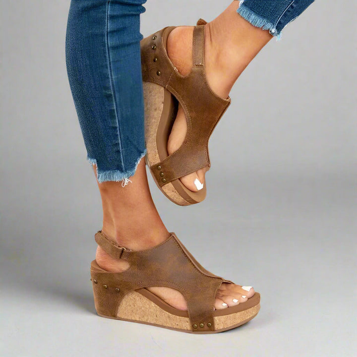 Orthopedic Vegan Leather Sandals for Flat Feet with Pain Relief and Comfortable Fit, Easy On/Off Velcro Closure