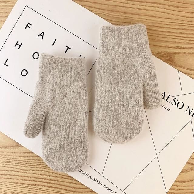 Warm Women Mittens - Ribbed Cuff Plush Faux Fur, Winter