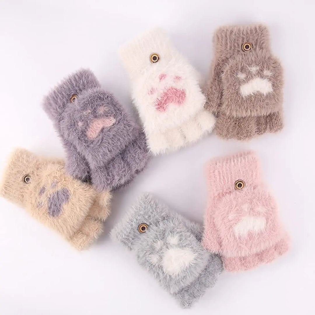 Soft Women’s Fingerless Mittens - Minky Foldover, Winter