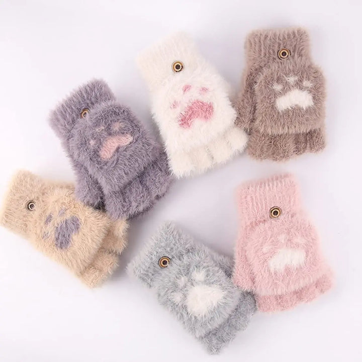Soft Women’s Fingerless Mittens - Minky Foldover, Winter