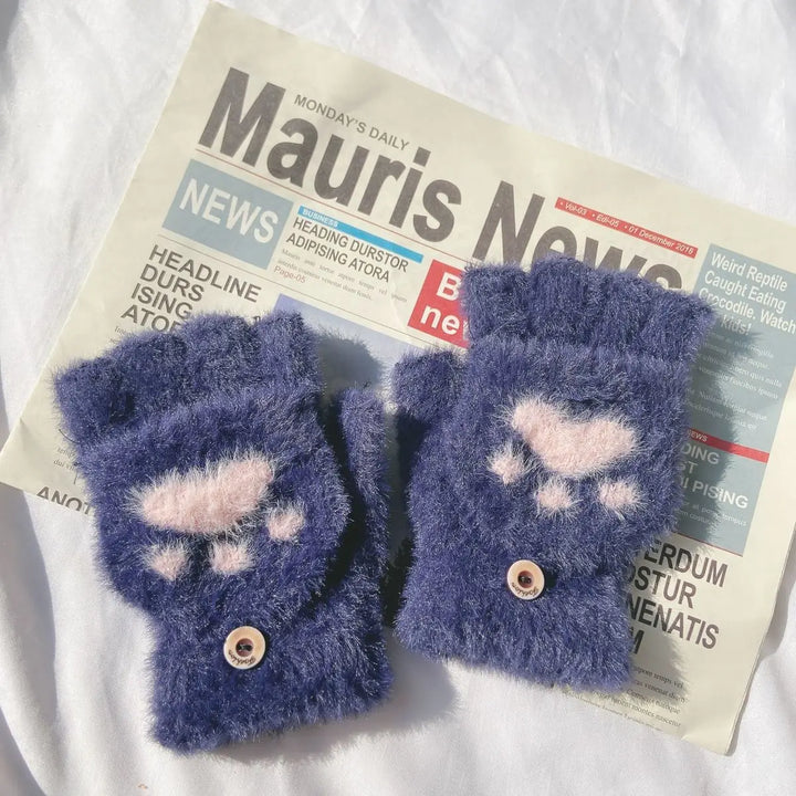 Soft Women’s Fingerless Mittens - Minky Foldover, Winter