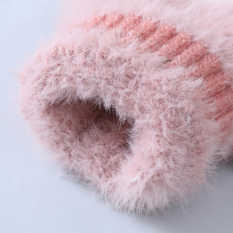 Soft Women’s Fingerless Mittens - Minky Foldover, Winter